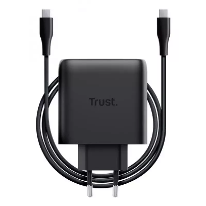 Cargador Trust Maxo 65W 2 puertos USB-C GaN cargador de carga rápida negro