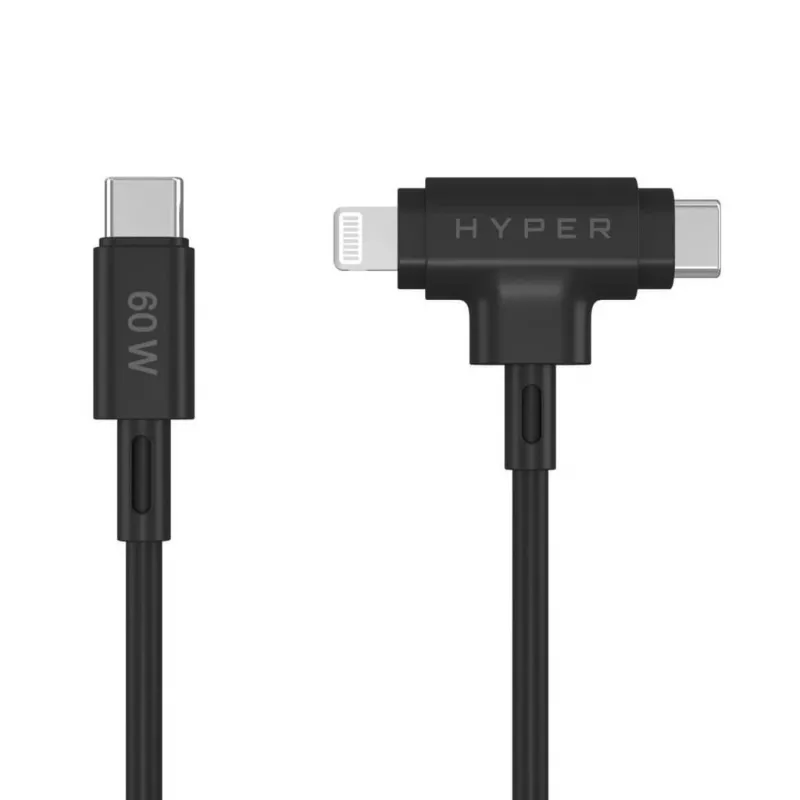 Cable USB HYPER HyperJuice USB 2.0 1,5 m USB-C USB-C/Lightning negro