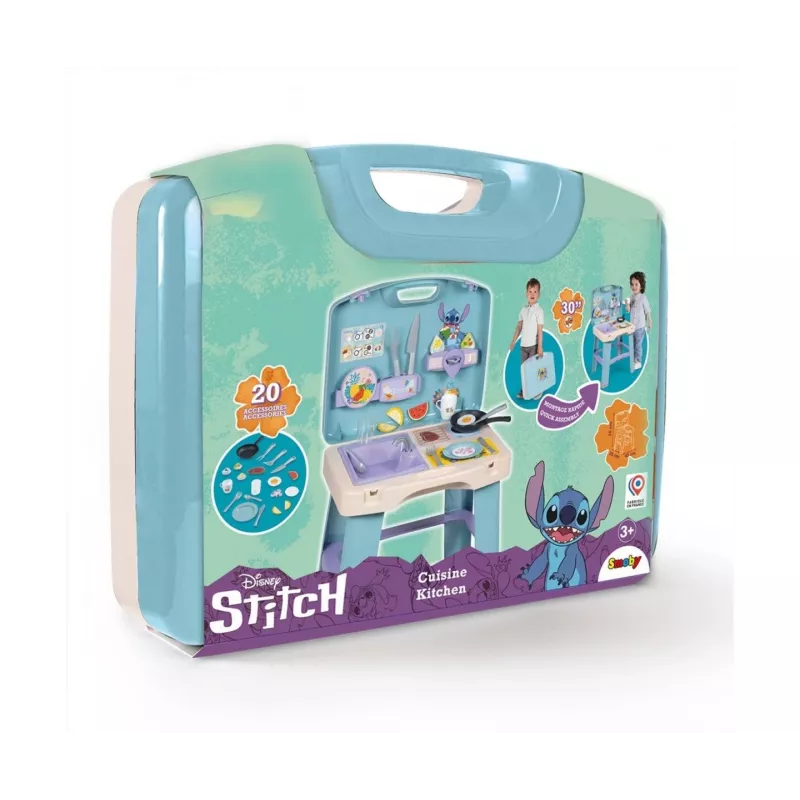 Cocina de juguete SMOBY Stitch Kitchen 7600311909 con accesorios – Set de cocina de juego de rol para niños