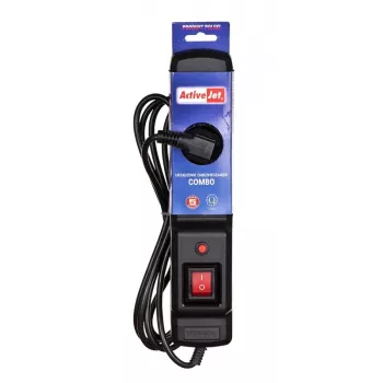 Regleta con cable Activejet COMBO 3GN 3M negra