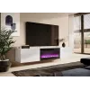 Mueble TV Cama Meble SLIDE 200K con chimenea eléctrica 200x40x37 cm blanco brillante