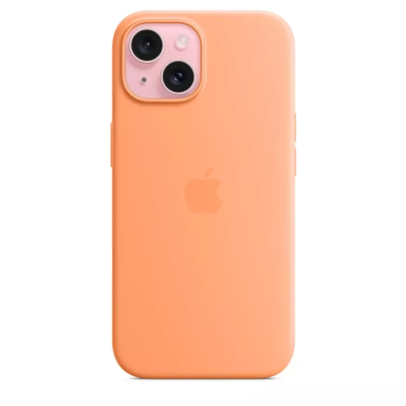 Apple iPhone 15 Funda de silicona con MagSafe – Orange Sorbet