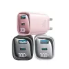 Cargador usams CC229 30W GaN USB-C y USB LED compacto para viaje