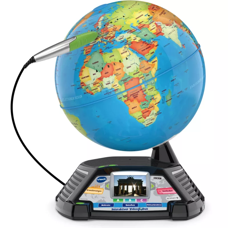 Globo terráqueo interactivo de vídeo VTech 80-605404 — globo terráqueo parlante educativo con contenido de audio e interactivo