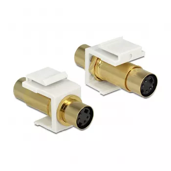 Módulo Keystone DELOCK 86338 — Mini-DIN 4 a Mini-DIN 4, blanco, 22×40×15 mm