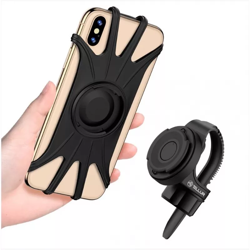 Soporte para móvil de bicicleta Tellur BPH100 negro – soporte de manillar para smartphones, ajustable
