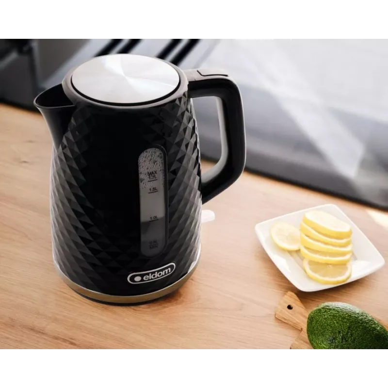 Hervidor de agua NELO, capacidad de 1,7 l, 2000 W, negro