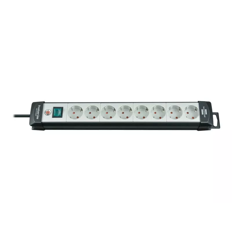 Brennenstuhl Premium-Line regleta de enchufes 8 tomas negra/gris claro, cable de 5 m H05VV-F 3G1,5, con interruptor, barra