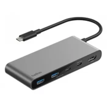 Hub Belkin CONNECT USB-C 7 en 1 con puertos USB-C duales si. AVC023hqSGY
