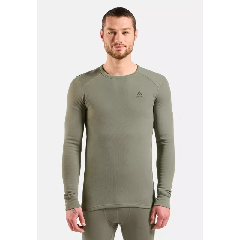 ODLO BL TOP Cuello redondo manga larga ACTIVE WARM Ropa térmica de manga larga, talla M, gris