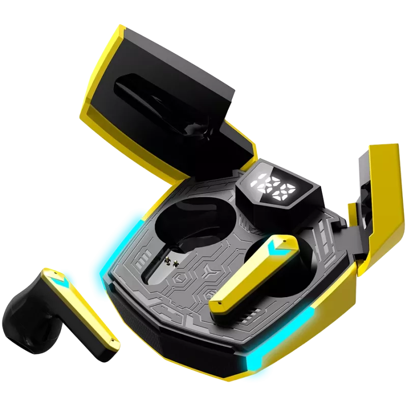 Auriculares Canyon GTWS-2 inalámbricos con gancho para el oído gaming USB Type-C Bluetooth base de carga amarillos (CND-GTWS2Y)