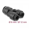 DeLOCK 60753 conector neumático en Y de 2x8 mm a 1x12 mm con orificio de fijación