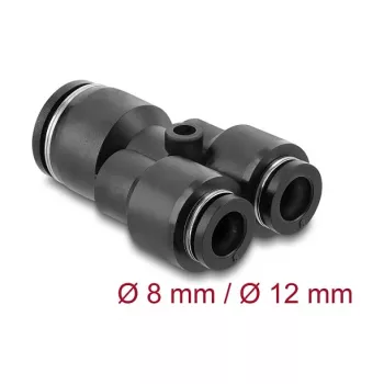 DeLOCK 60753 conector neumático en Y de 2x8 mm a 1x12 mm con orificio de fijación