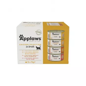 APPLAWS Chicken Selection en caldo - alimento húmedo para gatos - 12x70g