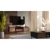 Mueble TV cama meble CORTINA 180x40x60 cm negro/nogal con chimenea eléctrica negra