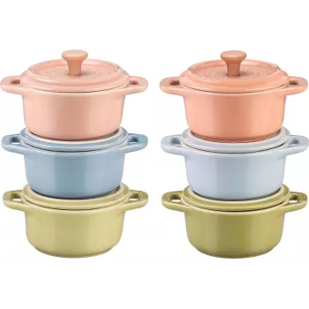 Set 6x Mini-Cocotte redonda 10 cm, multicolor