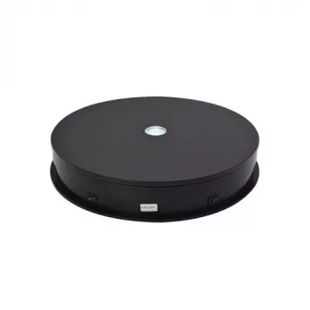 Soporte giratorio eléctrico 360° con iluminación LED, redondo 30 cm, negro