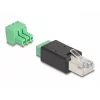 Adaptador de cable DeLOCK 66607 RJ45 regleta de conexión de 3 polos negro verde