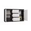 Cómoda 2 puertas 3 cajones top e shop M-MP-K-MAL-2D3S-ANTBIA — marco antracita, puertas blancas, 1200×750×400 mm