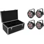 Set de focos LED EUROLITE SLS-6 TCL 4x con maletín TDV-1, kit de 4 piezas, washlights RGBW