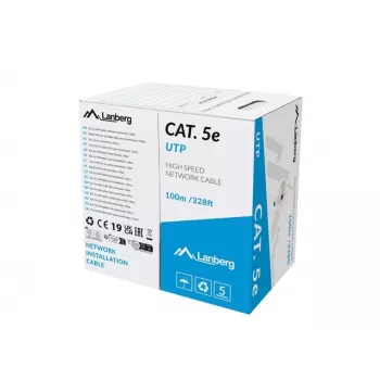 Cable LAN UTP Cat.5e 100 m macizo gris CPR LANBERG