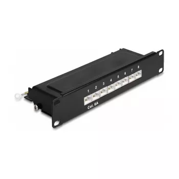 Panel de parcheo DeLOCK 10 pulgadas 8 puertos Cat.6A 1U negro