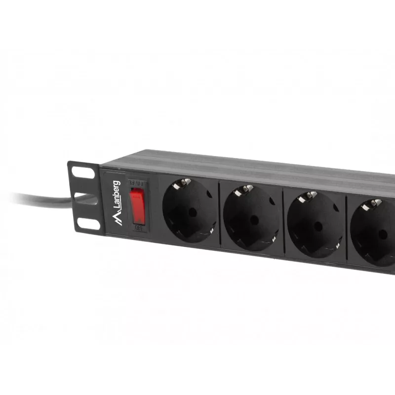 Lanberg PDU-09F-0300-BK PDU para rack 1U, 9x Schuko, 16 A, 3 m, negro