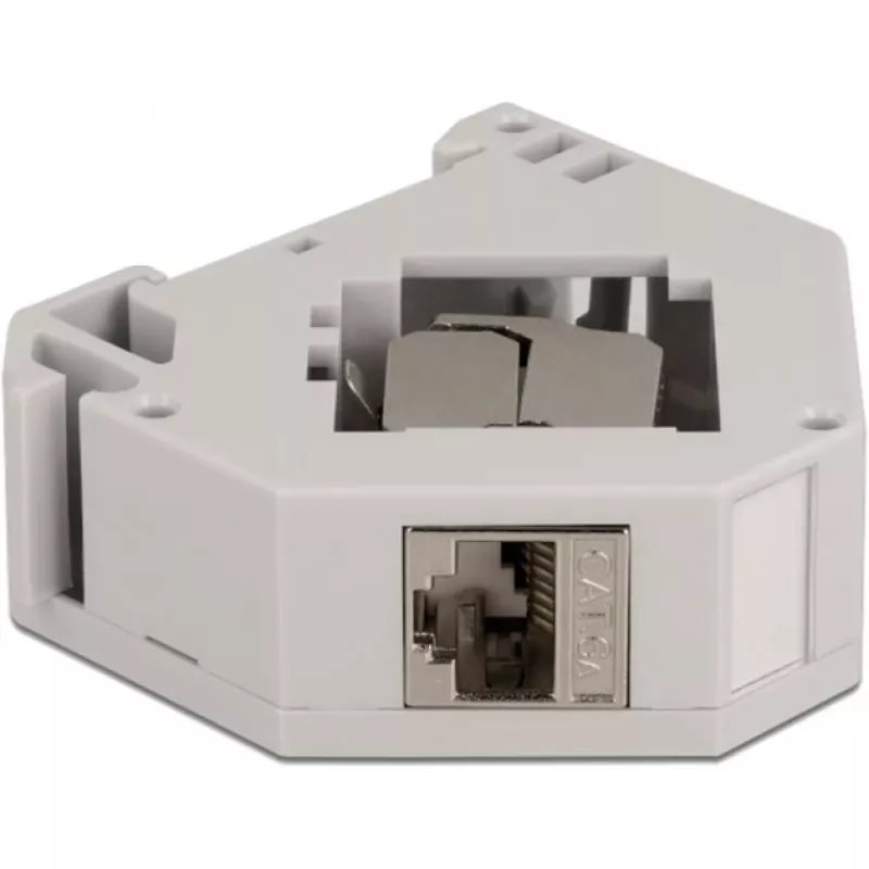 Delock - adaptador modular - montaje en carril DIN - CAT 6a - STP - gris - 1 conexión (86014)