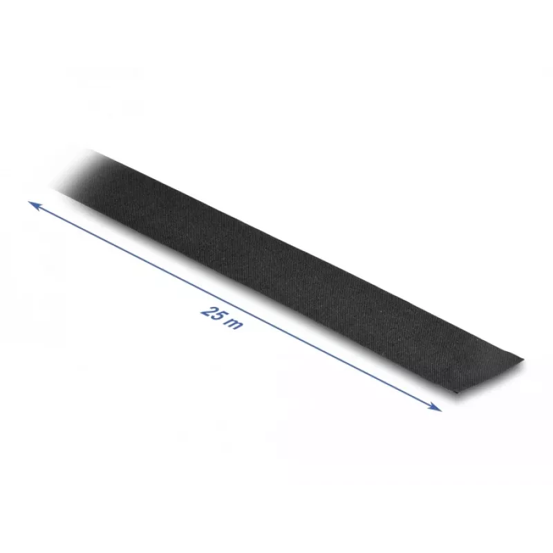 Cinta textil DeLOCK 25 m x 25 mm desgarrable autoadhesiva negra