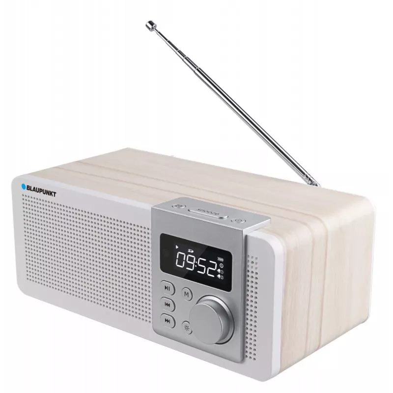Radio portátil BLAUPUNKT PP14BT con Bluetooth, MP3, MicroSD, USB y despertador — 6 W, batería/red eléctrica, 230×118×90 mm