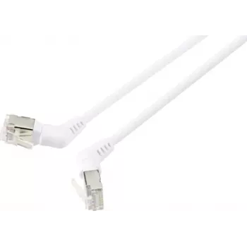 Renkforce RF-6071564 cable de red RJ45, cable de parcheo CAT 6a F/UTP 0,50 m blanco contactos giratorios 360°, salida de cable en ángulo 1 ud. (RF-6071564)