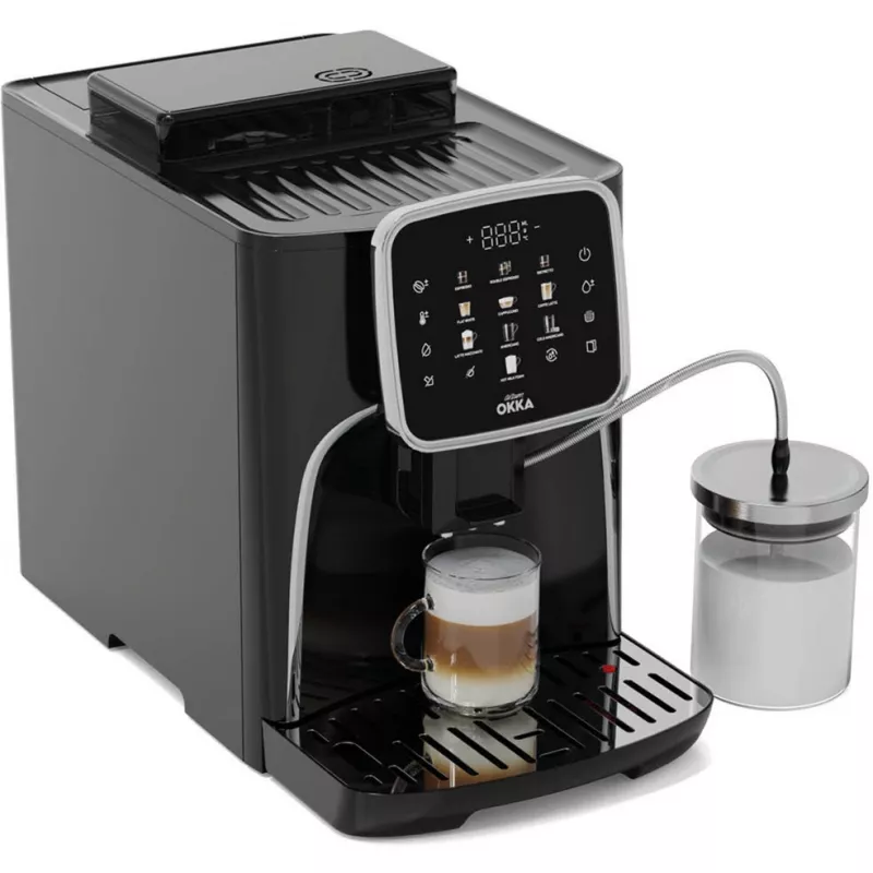 Cafetera superautomática Arzum Okka Espresso Pro M negra/cromo con jarra de leche
