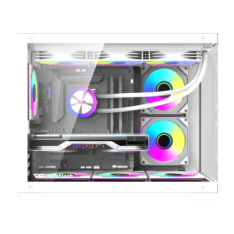 Caja de PC DarkFlash B275 PRO (blanca) con 6 ventiladores