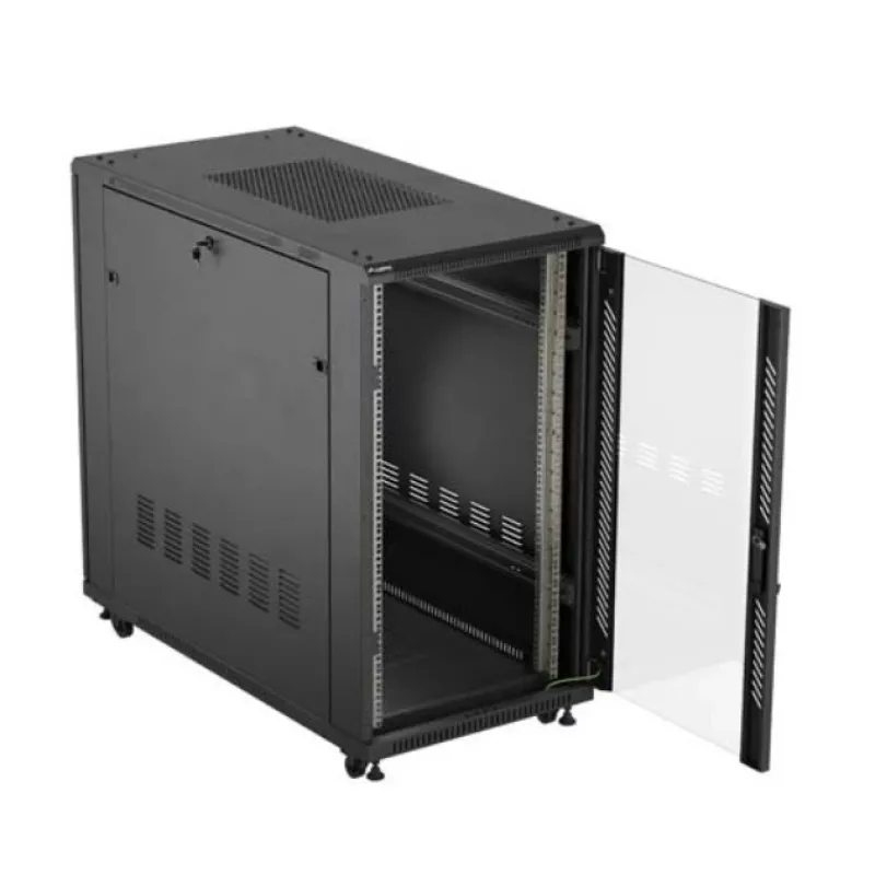 Armario rack LANBERG FF01-6222-12B 22U 600x1200 mm negro con puertas frontal y trasera de cristal