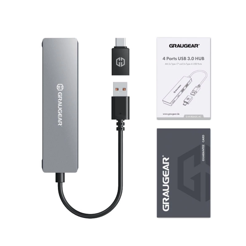 GRAUGEAR G-HUB2A2C-AC Hub interfaz USB 3.2 Gen 1 (3.1 Gen 1) Type-A + Type-C 5000 Mbit/s plata