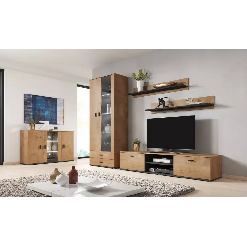 Aparador Cama 120 cm SOHO S7 roble lefkas/negro