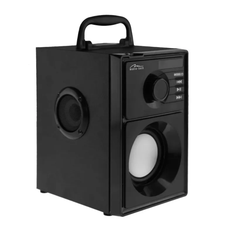Altavoz portátil MEDIA-TECH MT3179, 20 W (RMS 15 W), Bluetooth 5.1, FM, MicroSD, USB, AUX, Li-Ion, 6 h, carcasa de madera