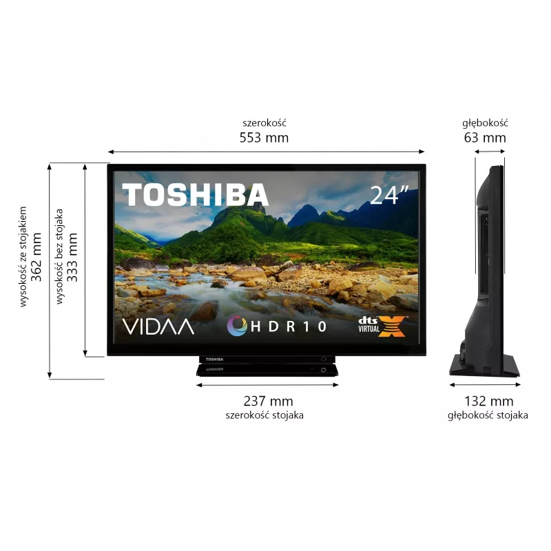 Televisor Toshiba 24WV3F63DG 24 pulgadas pantalla LED resolución HD