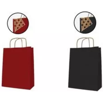 Bolsa de papel agipa 101840 — papel kraft, mediana, exterior negro con asa de cordón negra, interior marrón — 1 ud.