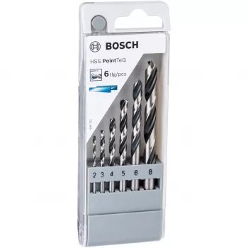 Juegos de brocas helicoidales HSS PointTeQ Bosch, brocas, brocas helicoidales, 8 mm, 117 mm, metal, 7,5 cm