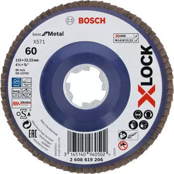 Disco de amolar Bosch 115 mm, grano 60, para amoladora angular — modelo 2608619206