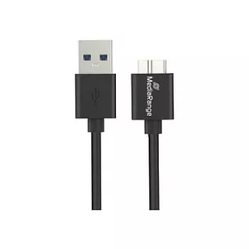 Cable de carga y sincronización USB-A a Micro-B USB 3.0 MediaRange MRCS239 — 50 cm, 5 Gbit/s, 5 W, negro