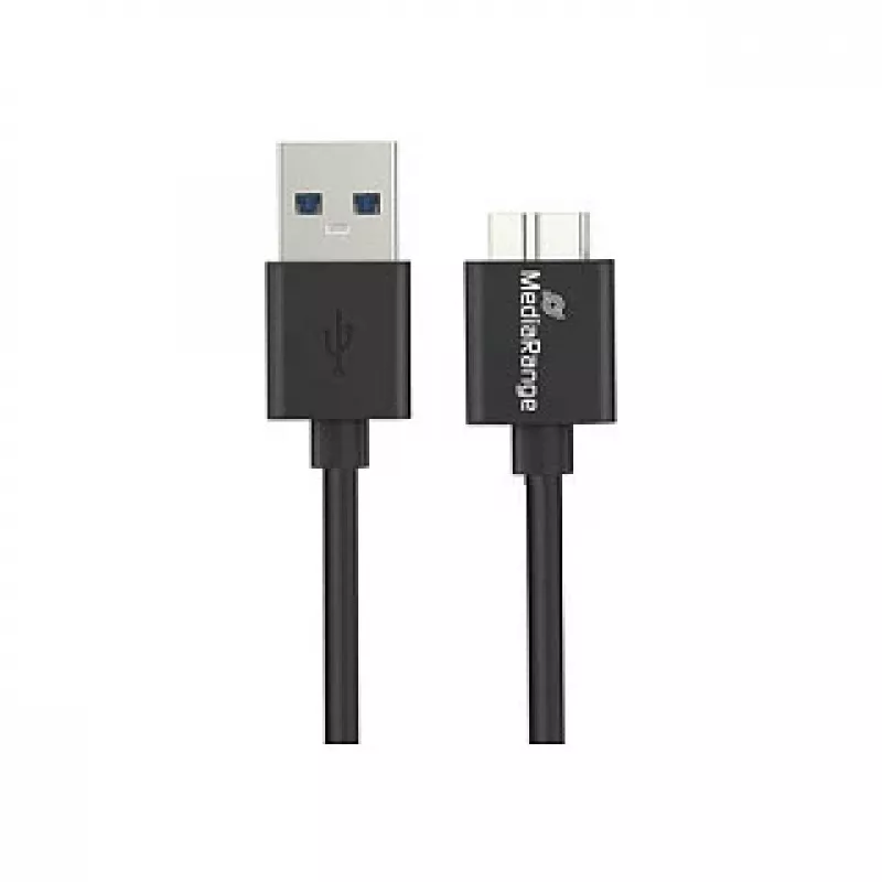 Cable de carga y sincronización USB-A a Micro-B USB 3.0 MediaRange MRCS239 — 50 cm, 5 Gbit/s, 5 W, negro