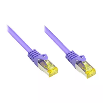 Cable de red RJ45 con cable Cat.7 y protección de la lengüeta (RNS®), S/FTP, PiMF, libre de halógenos, 600MHz, OFC, violeta, 7,5m, Good Connections® (8070R-075V)