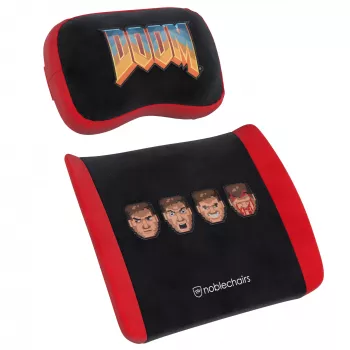 Set de cojines de espuma viscoelástica noblechairs DOOM Retro Edition — cojines ergonómicos para sillas gaming y de oficina