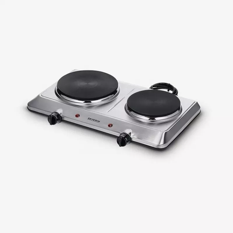Placa de cocina de sobremesa Severin DK 1014 con placa cerrada 2 zonas control por mandos giratorios
