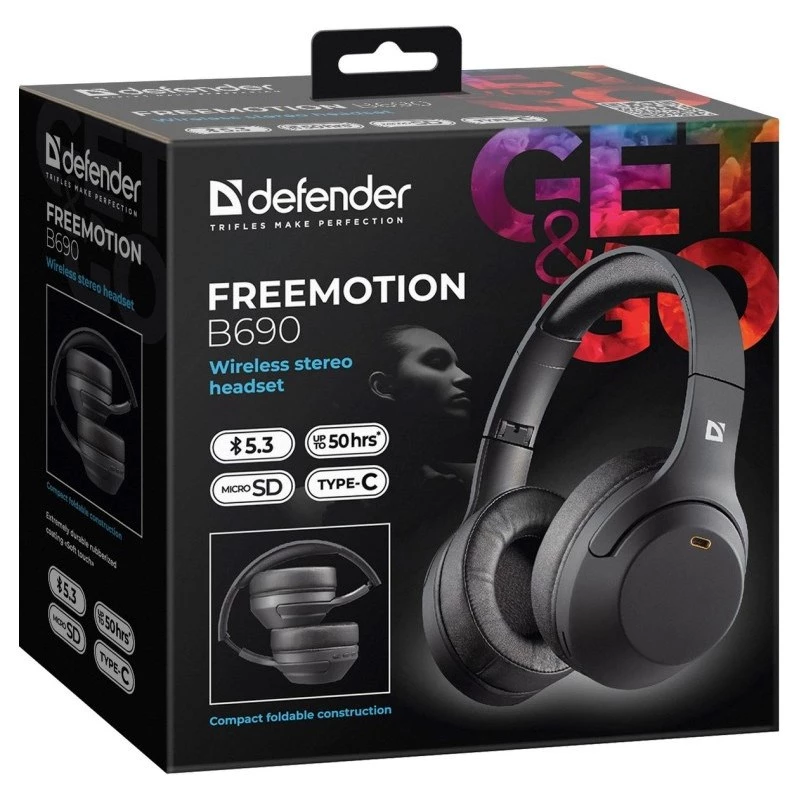 Auriculares Defender Bluetooth Freemotion B690 negros
