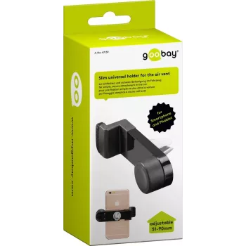 Wentronic Goobay soporte universal fino para la ventilación, negro – para una fijación fácil y segura en el vehículo (47139)