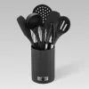 Set de utensilios de cocina Maestro MR-1542 — 8 piezas de silicona para encimera, negro, colgable con soporte de almacenamiento