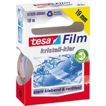 Cinta tesa cristal transparente, 19 mm x 10 m cinta adhesiva universal, de film de PP, resistente al desgarro (57329-00000-02)